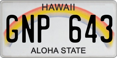 HI license plate GNP643