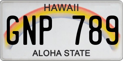HI license plate GNP789