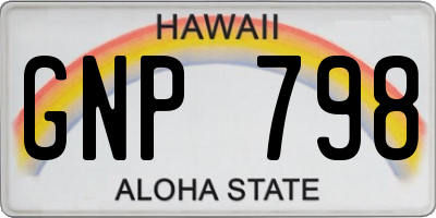 HI license plate GNP798