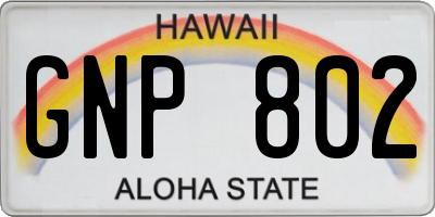 HI license plate GNP802
