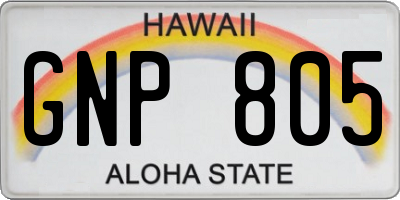 HI license plate GNP805