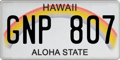 HI license plate GNP807