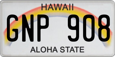 HI license plate GNP908