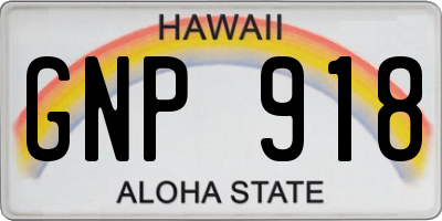 HI license plate GNP918