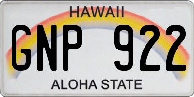 HI license plate GNP922