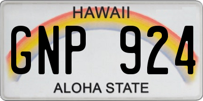 HI license plate GNP924