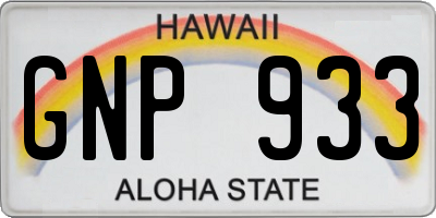HI license plate GNP933