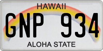 HI license plate GNP934