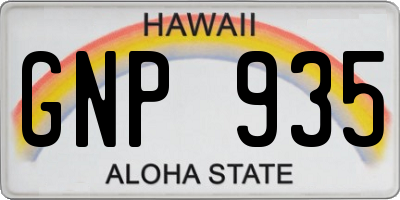 HI license plate GNP935