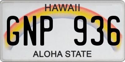 HI license plate GNP936
