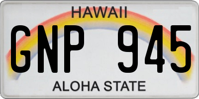 HI license plate GNP945
