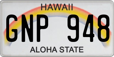 HI license plate GNP948