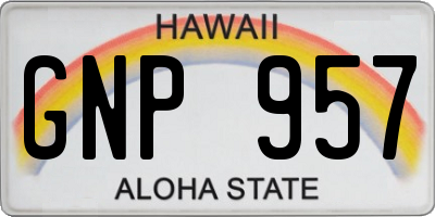 HI license plate GNP957