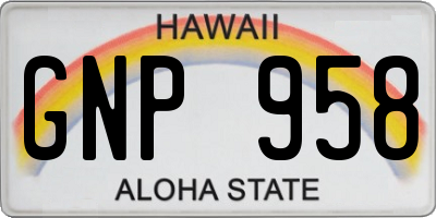 HI license plate GNP958