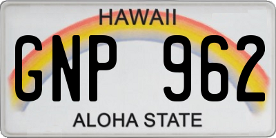 HI license plate GNP962