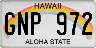 HI license plate GNP972