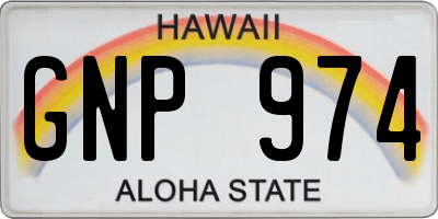 HI license plate GNP974