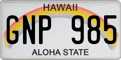 HI license plate GNP985