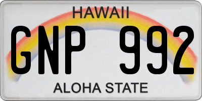 HI license plate GNP992