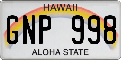 HI license plate GNP998
