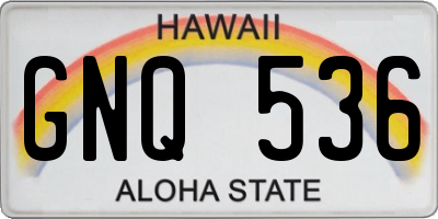 HI license plate GNQ536