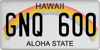 HI license plate GNQ600
