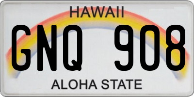 HI license plate GNQ908