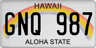 HI license plate GNQ987