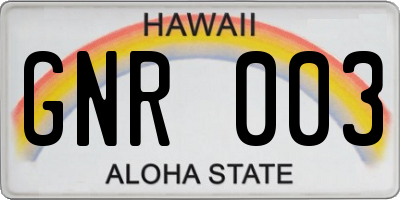 HI license plate GNR003