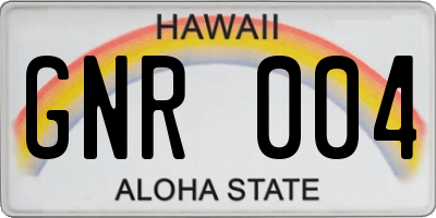HI license plate GNR004