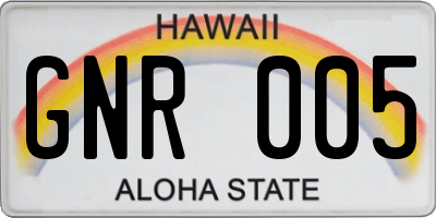 HI license plate GNR005
