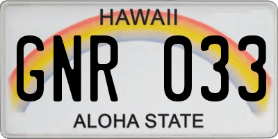 HI license plate GNR033