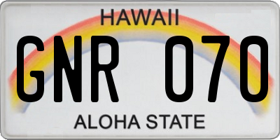 HI license plate GNR070