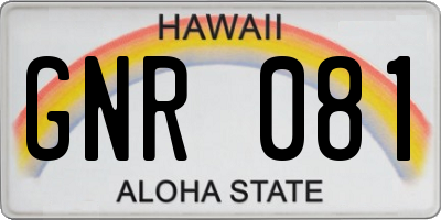 HI license plate GNR081