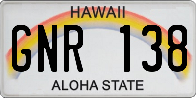 HI license plate GNR138