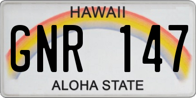 HI license plate GNR147