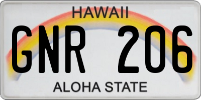 HI license plate GNR206