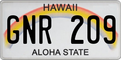 HI license plate GNR209
