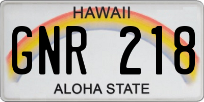 HI license plate GNR218