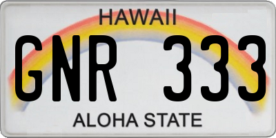 HI license plate GNR333