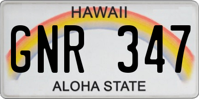 HI license plate GNR347