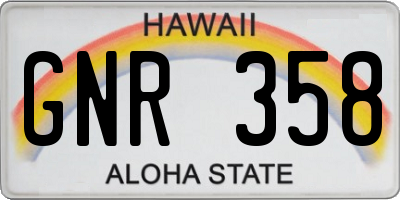 HI license plate GNR358