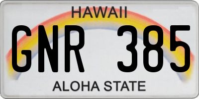 HI license plate GNR385