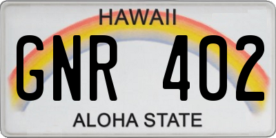 HI license plate GNR402