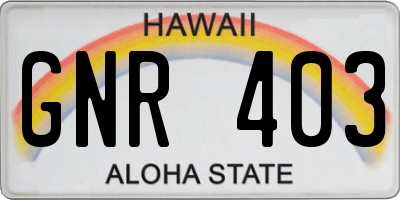 HI license plate GNR403