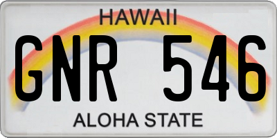 HI license plate GNR546