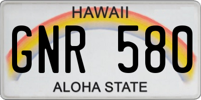 HI license plate GNR580