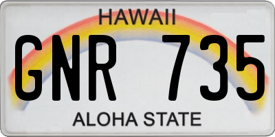 HI license plate GNR735