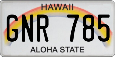 HI license plate GNR785
