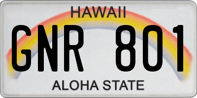 HI license plate GNR801